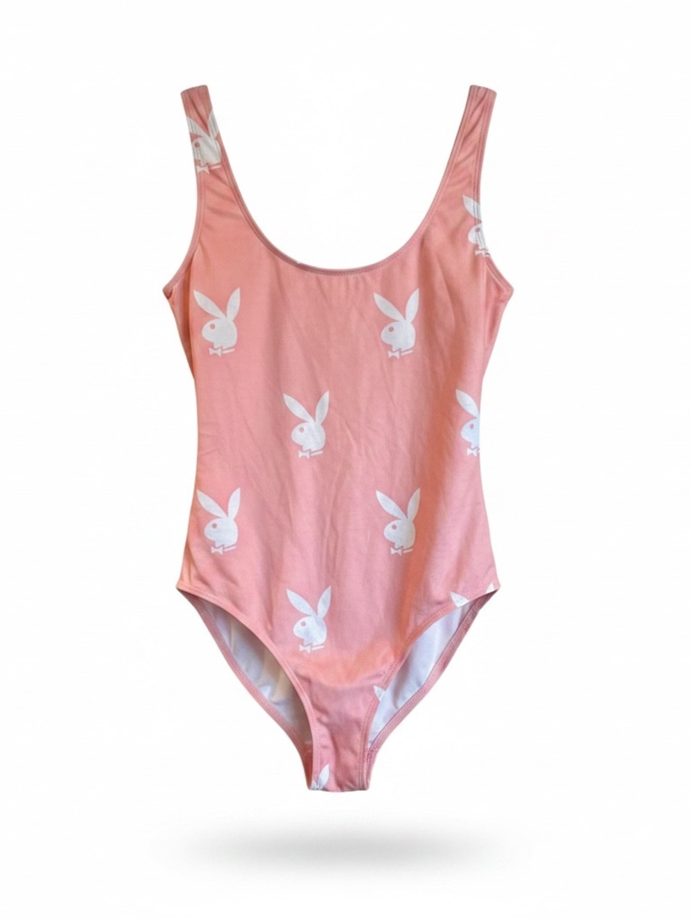 NWT Playboy Pink Bunny Logo Print Snap Crotch Bodysuit L/XL Y2K